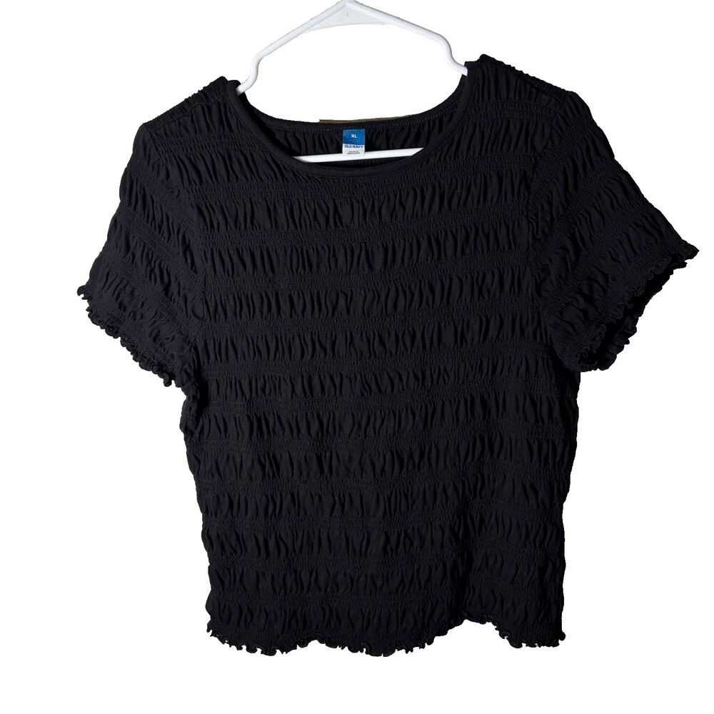 Old Navy T-Shirt Women's XL Smocked Short Sleeve Round Neck Casual Top Shirt